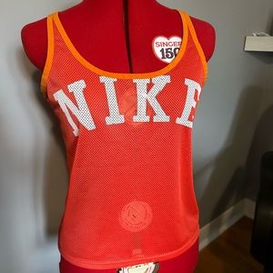 NIKE orange mesh racerback tank size M